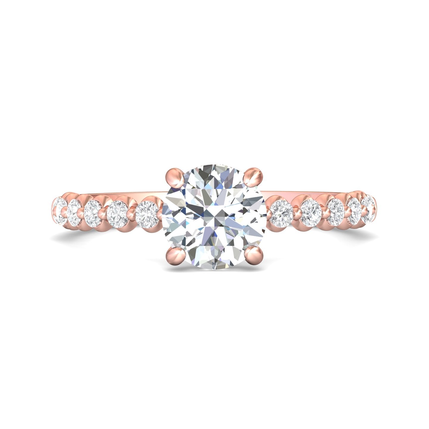 14K Gold Pink Channel/Shared Prong Engagement Ring from the Channel/Shared Prong collection - DERSP9R-.35_14KP_Rd_6.5_Prm_H-I_SI1
