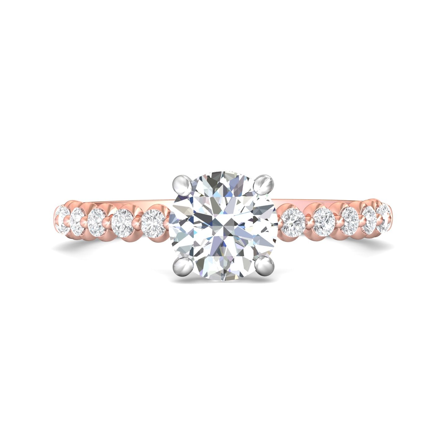 14K Gold Pink/White Channel/Shared Prong Engagement Ring from the Channel/Shared Prong collection - DERSP9R-.35_14KPW_Rd_6.5_Prm_H-I_SI1