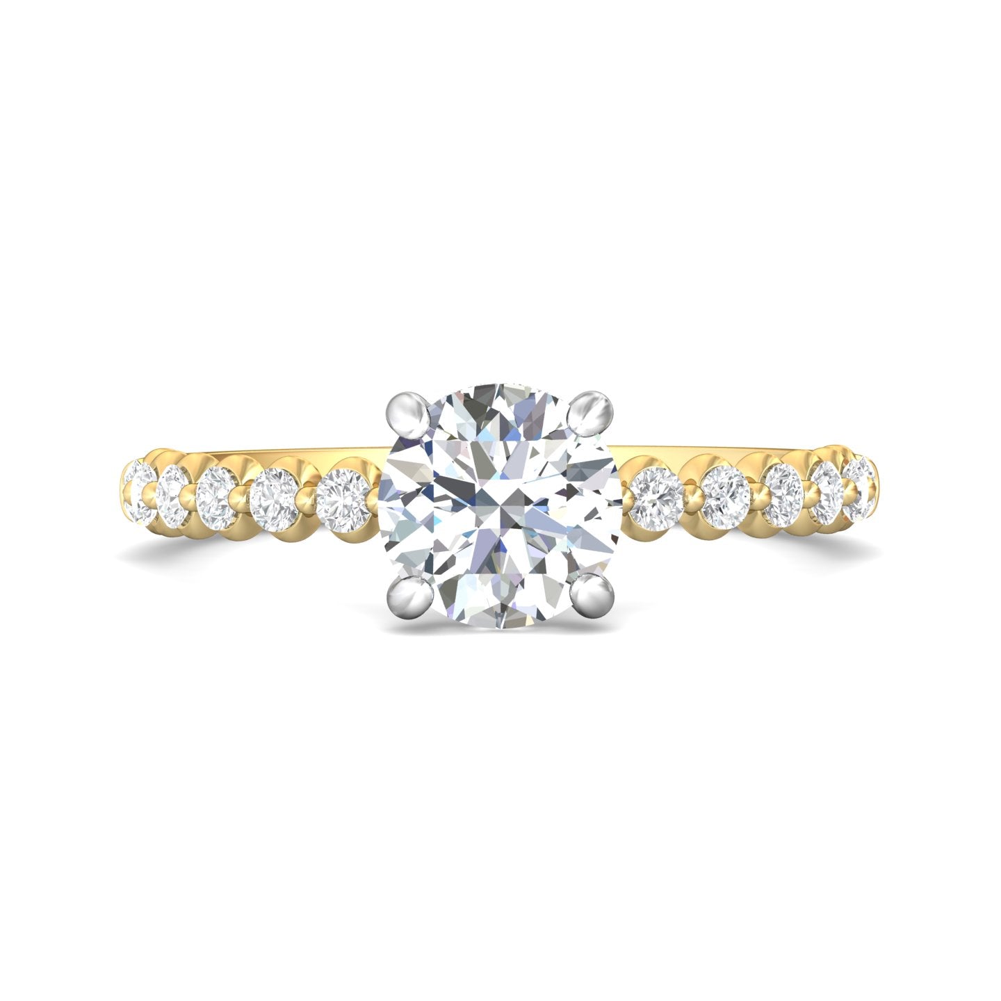 14K Gold Yellow/White Channel/Shared Prong Engagement Ring from the Channel/Shared Prong collection - DERSP9R-.35_14KYW_Rd_6.5_Prm_H-I_SI1