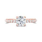 18K Gold Pink Channel/Shared Prong Engagement Ring from the Channel/Shared Prong collection - DERSP9R-.35_18KP_Rd_6.5_Prm_H-I_SI1