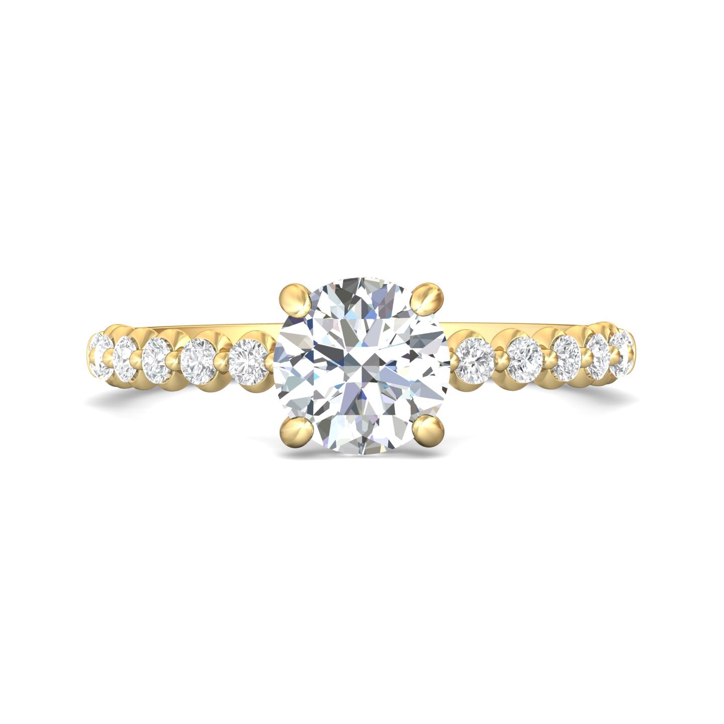18K Gold Yellow Channel/Shared Prong Engagement Ring from the Channel/Shared Prong collection - DERSP9R-.35_18KY_Rd_6.5_Prm_H-I_SI1