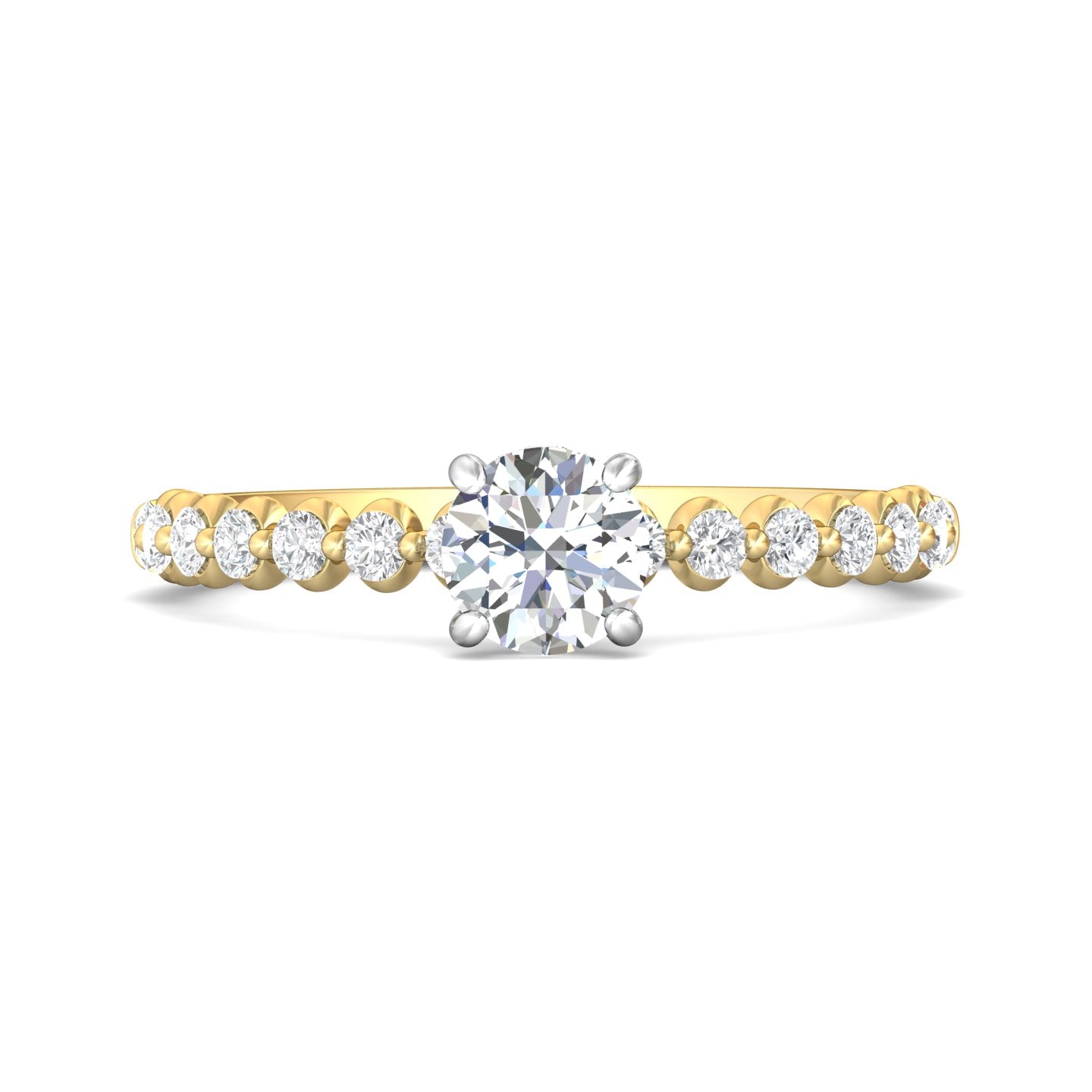 18K Gold/Platinum Yellow/White Channel/Shared Prong Engagement Ring from the Channel/Shared Prong collection - DERSP9R-.35_18KYPL_Rd_5_Prm_H-I_SI1