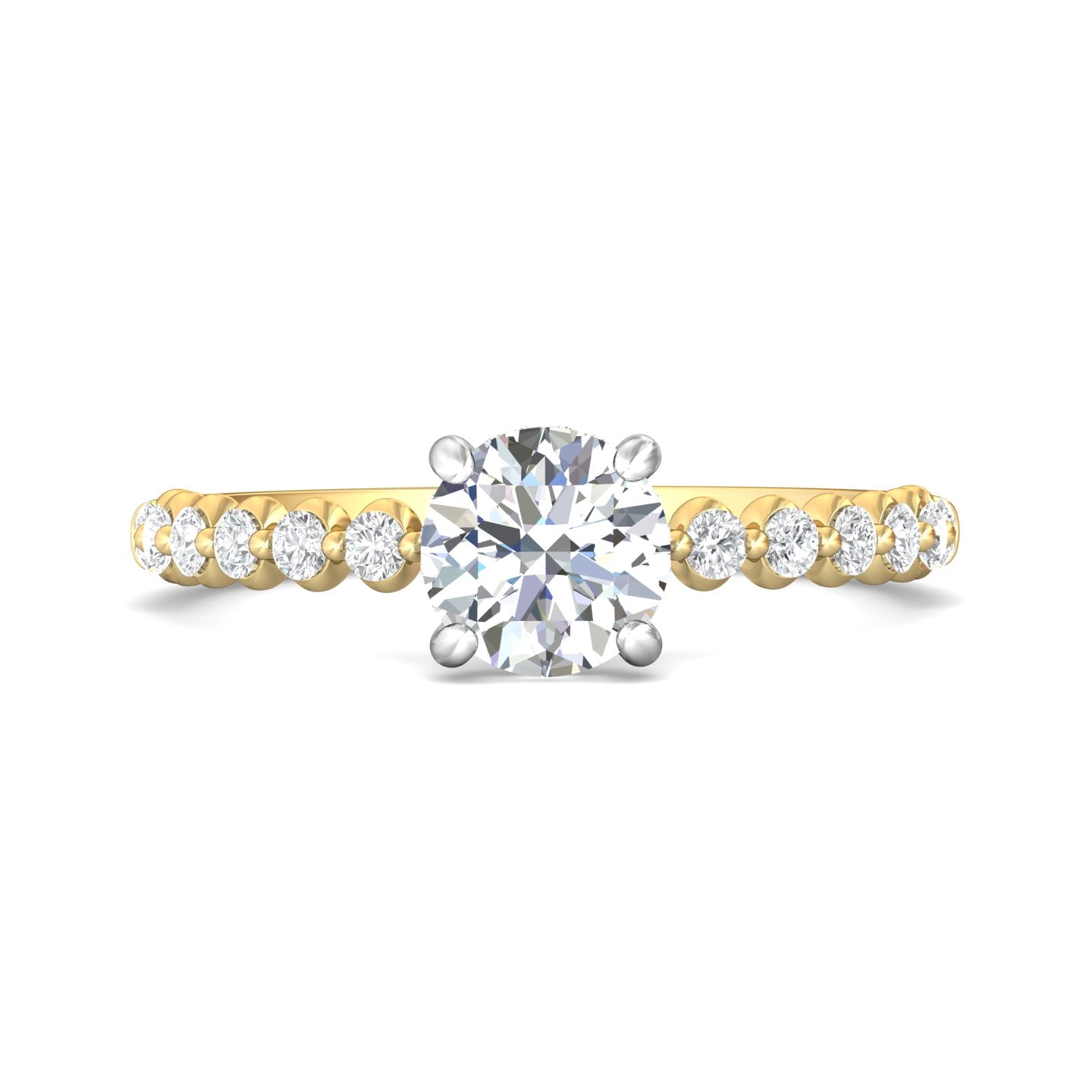 18K Gold/Platinum Yellow/White Channel/Shared Prong Engagement Ring from the Channel/Shared Prong collection - DERSP9R-.35_18KYPL_Rd_6.0_Prm_H-I_SI1