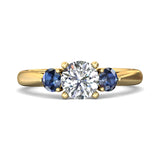 18K Gold Yellow Three Stone Engagement Ring from the Three Stone collection - DERT02SRA_18KY_Rd_6.5_Prm_H-I_SI1