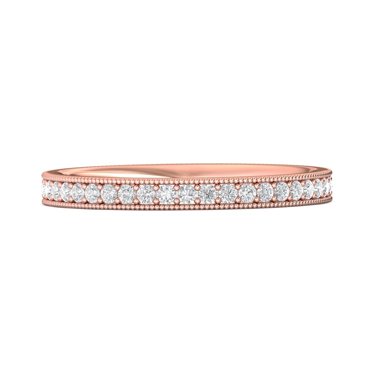 14K Gold Pink Micropave Wedding Band from the Micropave collection - DWBFM1-.50_14KP_Prm_H-I_SI1