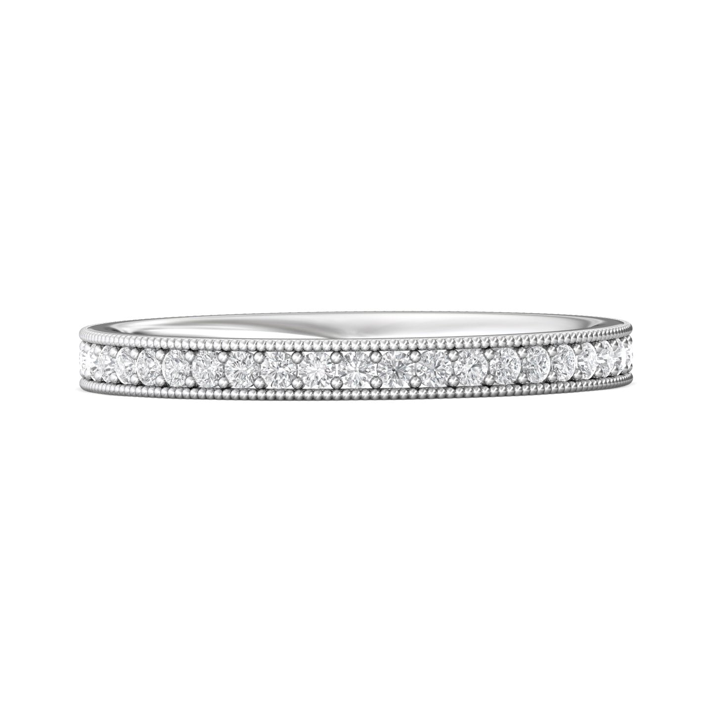 18K Gold White Micropave Wedding Band from the Micropave collection - DWBFM1-.50_18KW_Prm_H-I_SI1