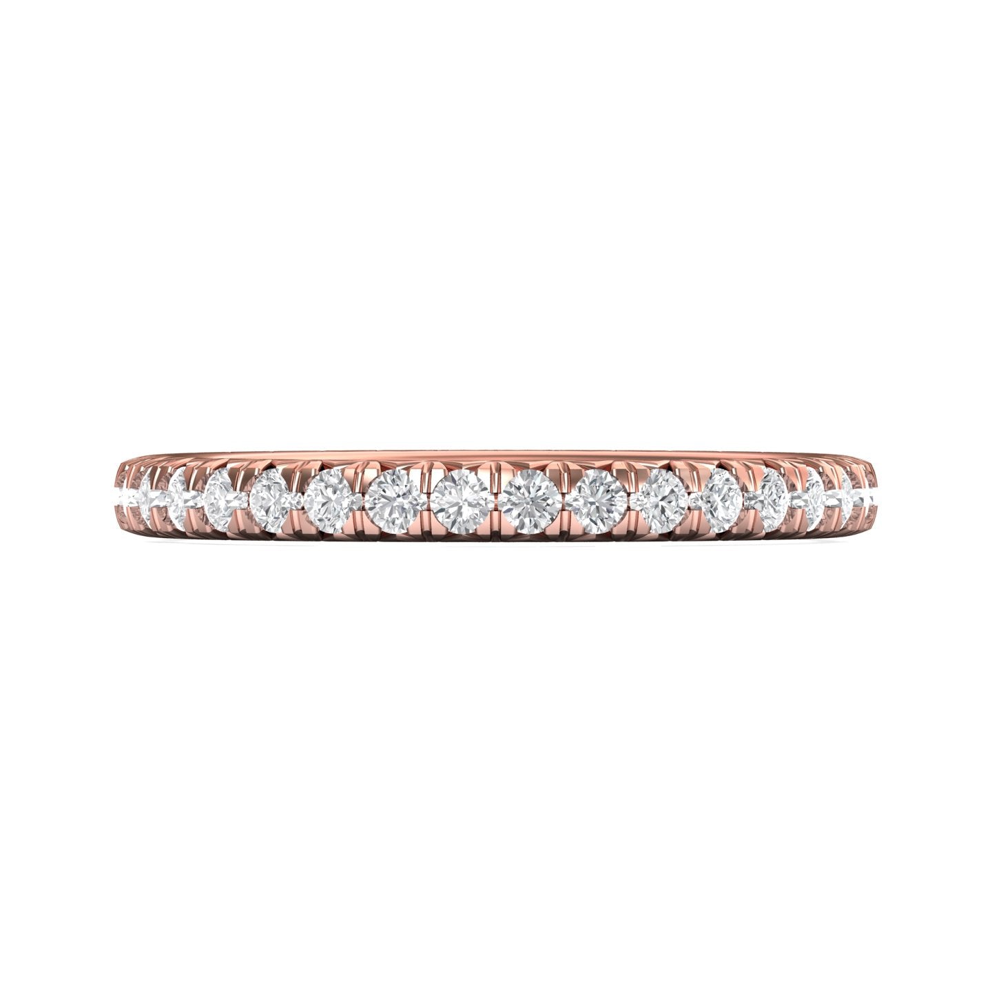 14K Gold Pink Micropave Wedding Band from the Micropave collection - DWBFM8-.75_14KP_Prm_H-I_SI1