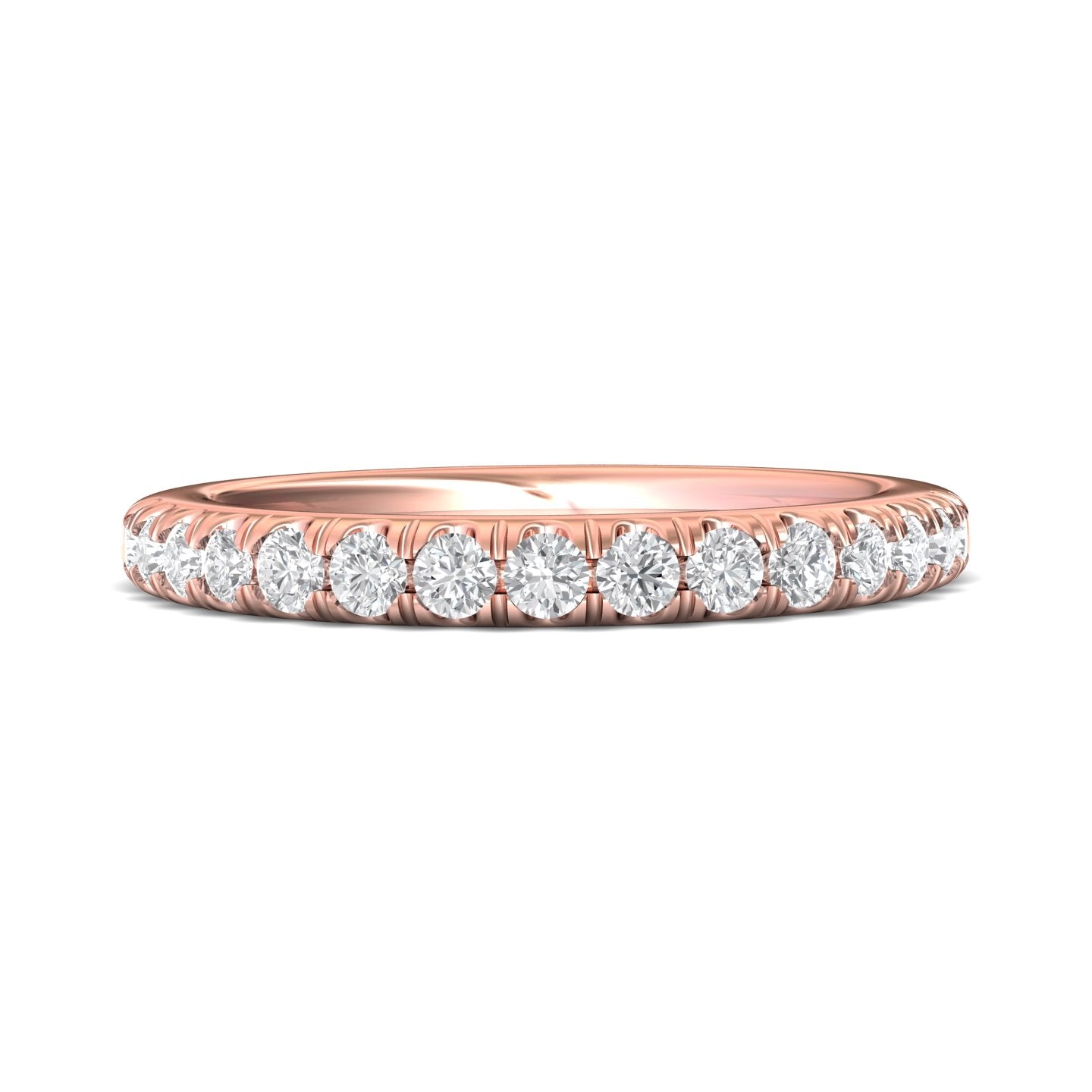 18K Gold Pink Micropave Wedding Band from the Micropave collection - DWBM34M_18KP_Prm_H-I_SI1