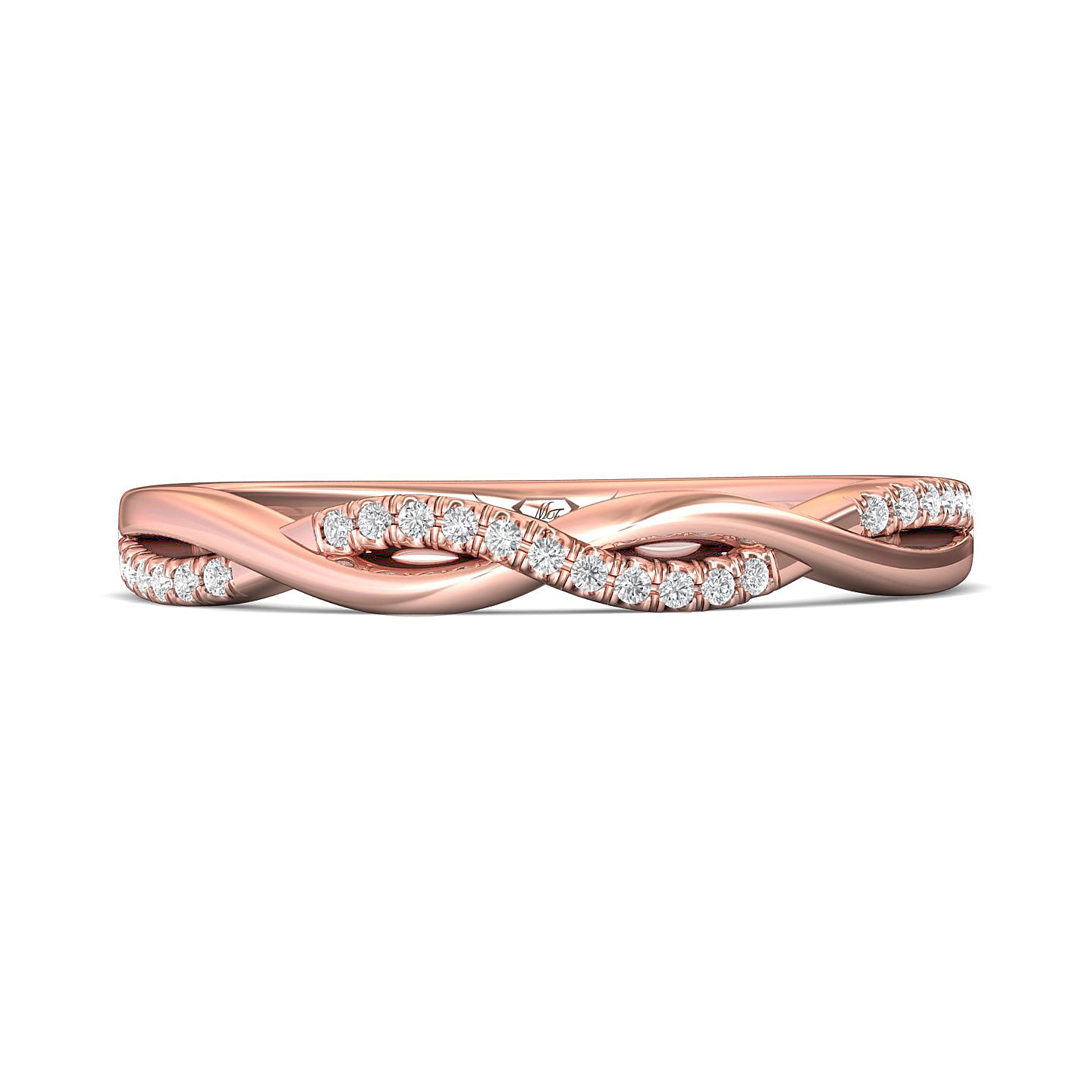 18K Gold Pink Classic Diamond Bands Wedding Band from the Micropave collection - DWBM39XS_18KP_Prm_H-I_SI1