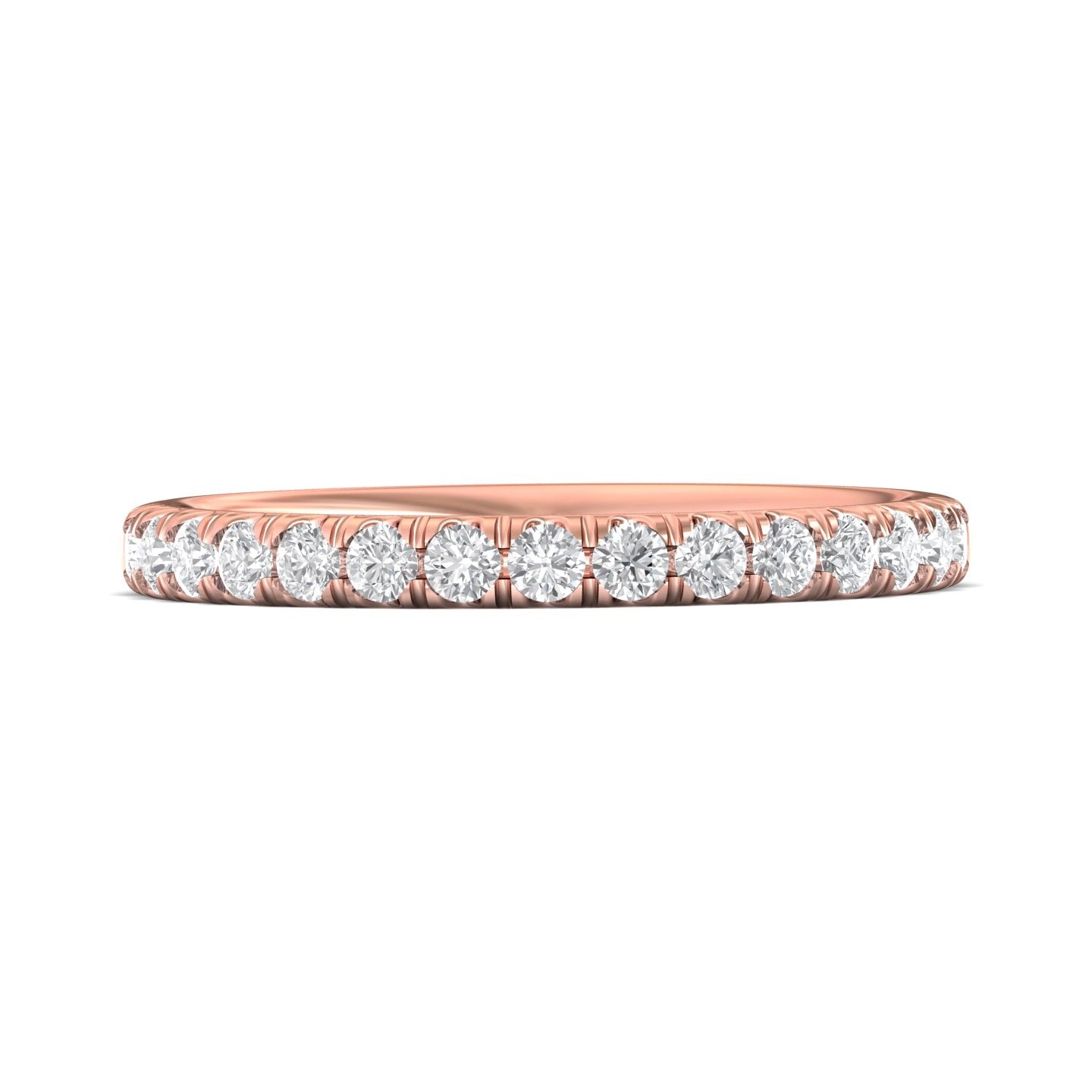 14K Gold Pink Micropave Wedding Band from the Micropave collection - DWBM4-.50_14KP_Prm_H-I_SI1