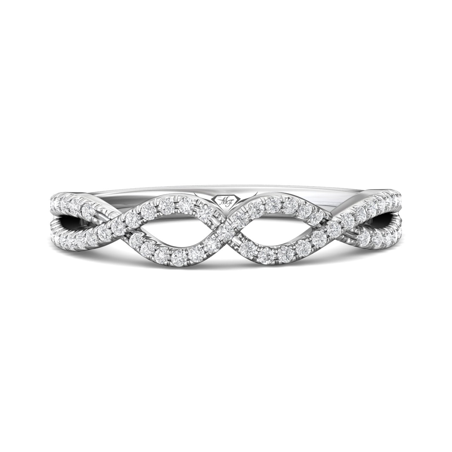14K Gold White Micropave Wedding Band from the Micropave collection - DWBM57XS_14KW_Std_H-I_SI2