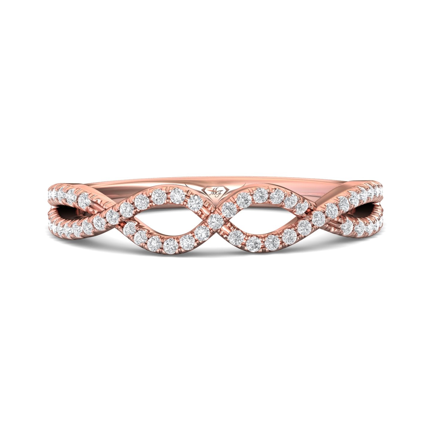 18K Gold Pink Micropave Wedding Band from the Micropave collection - DWBM57XS_18KP_Std_H-I_SI2