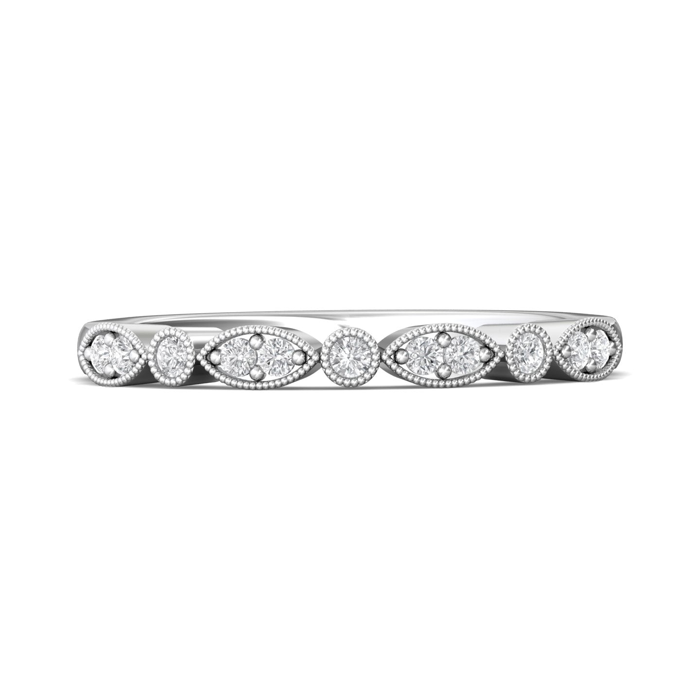 14K Gold White Micropave Wedding Band from the Micropave collection - DWBM9_14KW_Std_H-I_SI2