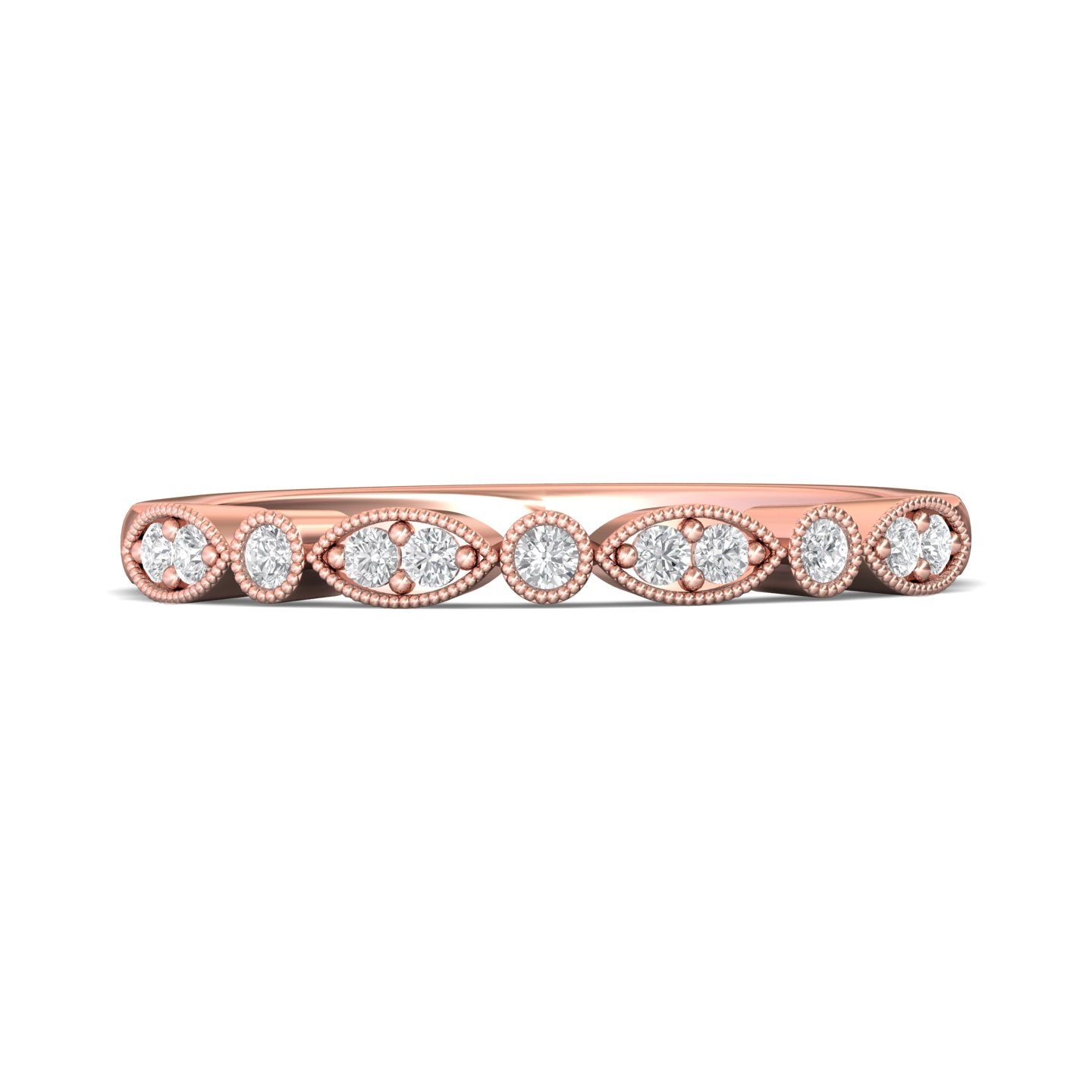18K Gold Pink Micropave Wedding Band from the Micropave collection - DWBM9_18KP_Std_H-I_SI2