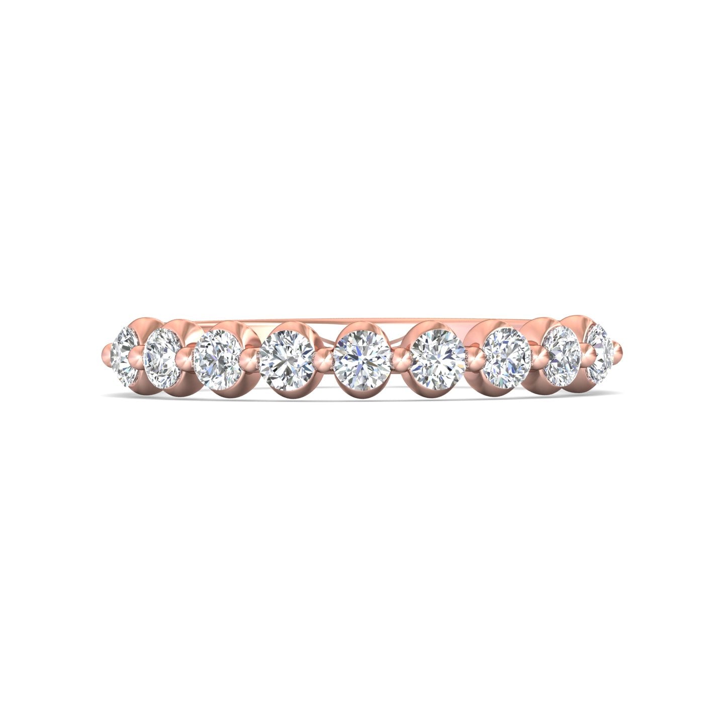 18K Gold Pink Channel/Shared Prong Wedding Band from the Channel/Shared Prong collection - DWBSP9-9-.50_18KP_Std_H-I_SI2