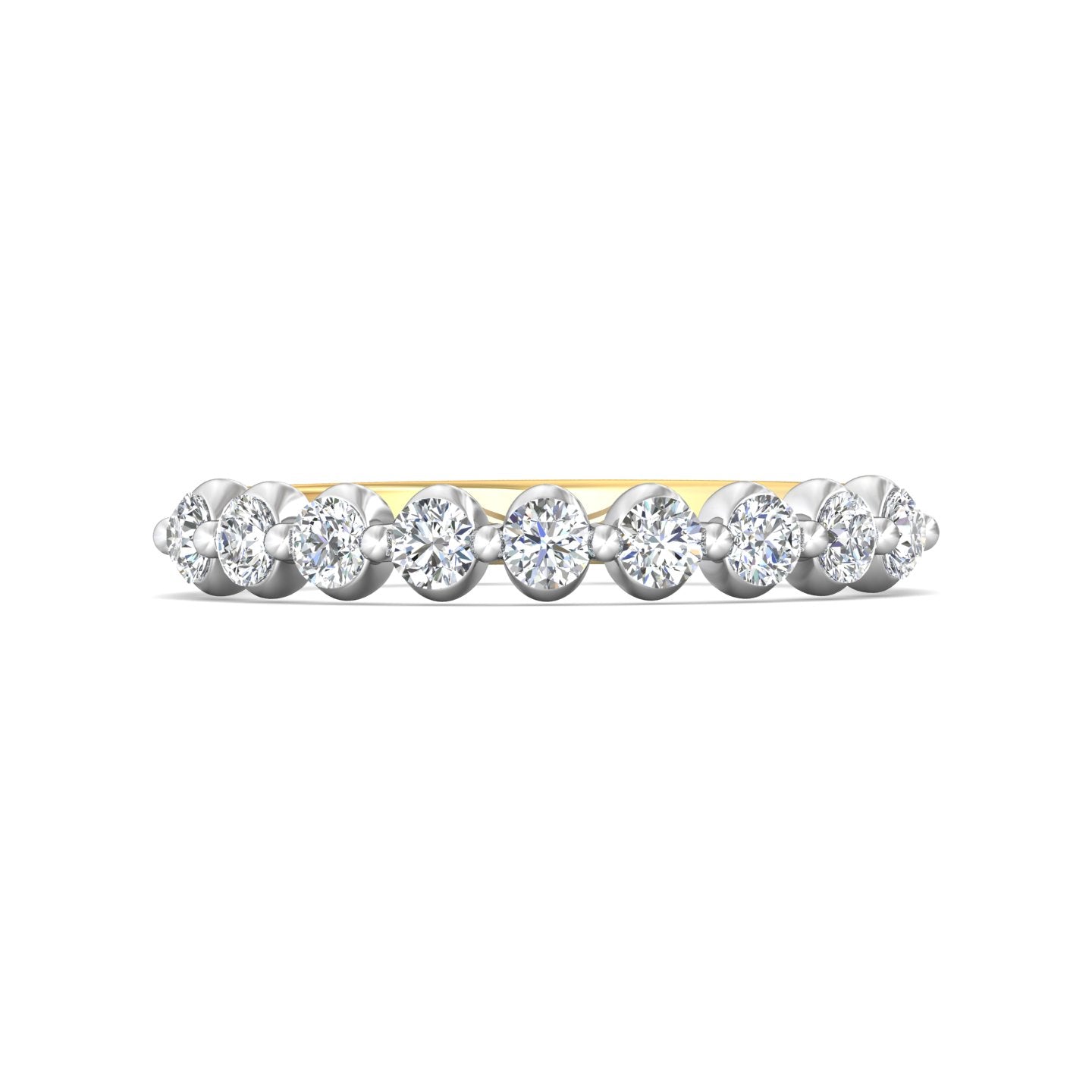 18K Gold White/Yellow Channel/Shared Prong Wedding Band from the Channel/Shared Prong collection - DWBSP9-9-.50_18KWY_Std_H-I_SI2