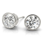 0.1CT Lab Diamond Bezel Stud Earrings - 14K White Gold