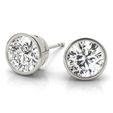 0.1CT Lab Diamond Bezel Stud Earrings - 14K White Gold