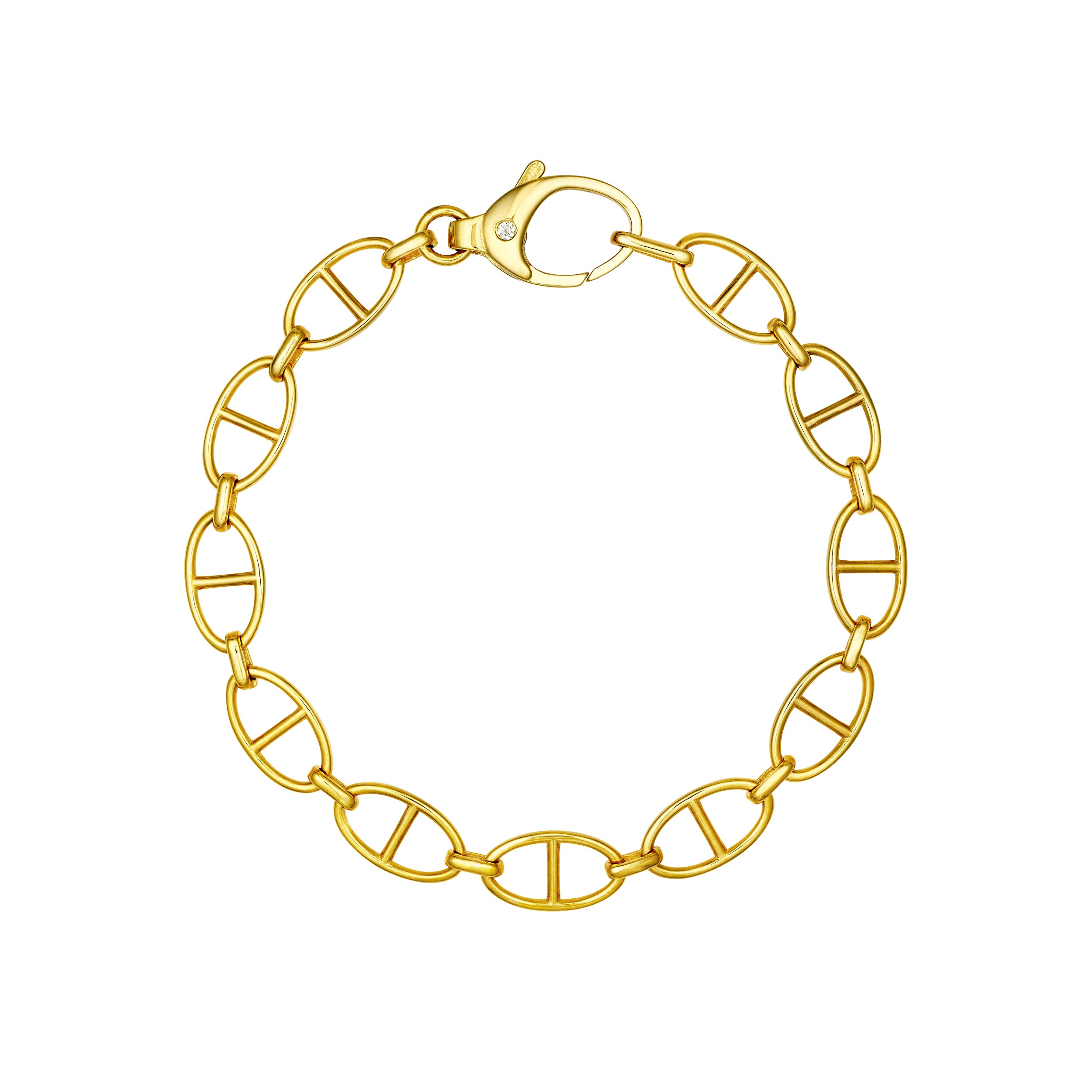 Diamond Pear Lock Oval Link Bracelet