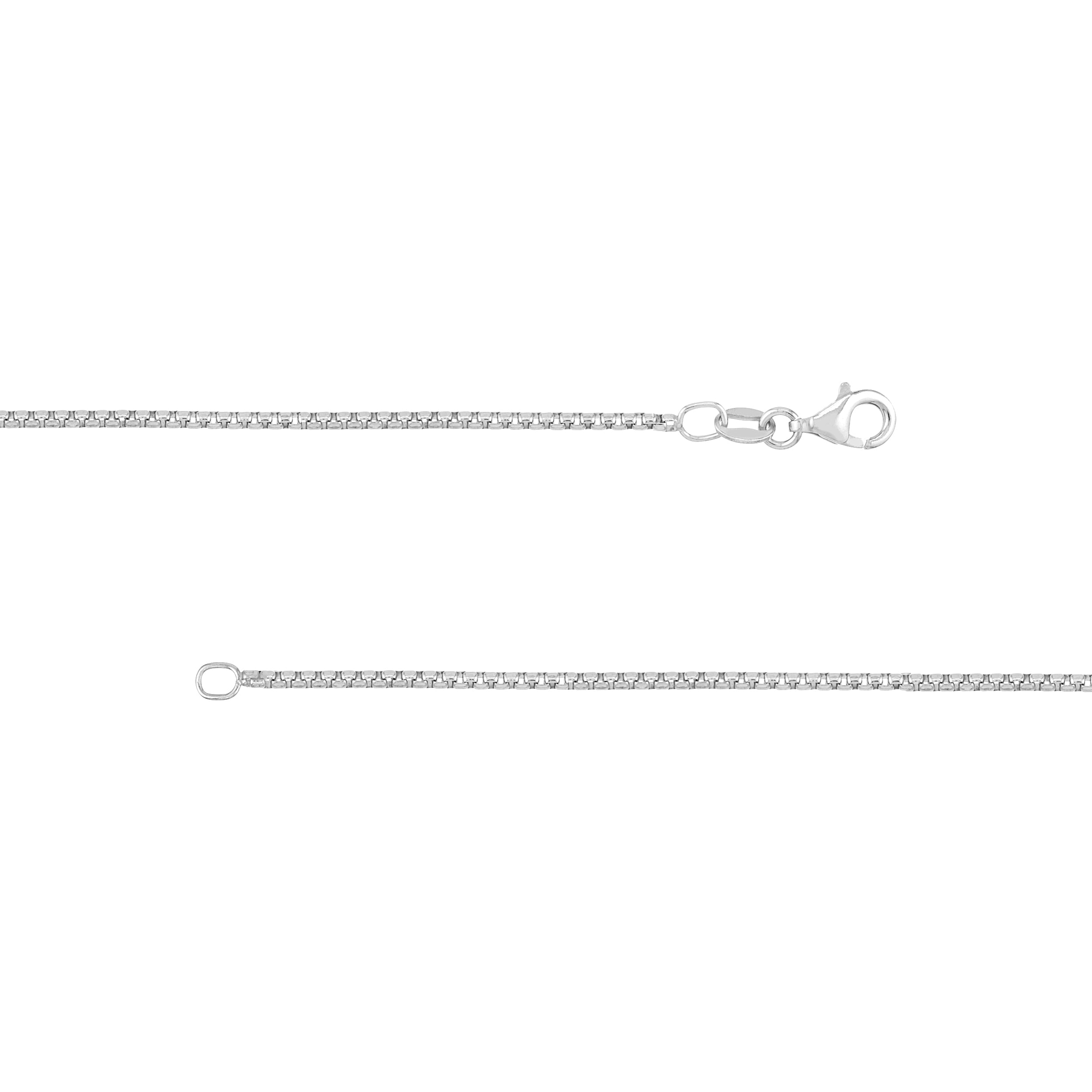 Sterling Silver 1.7mm Round Box Chain with Pear Lobster Lock