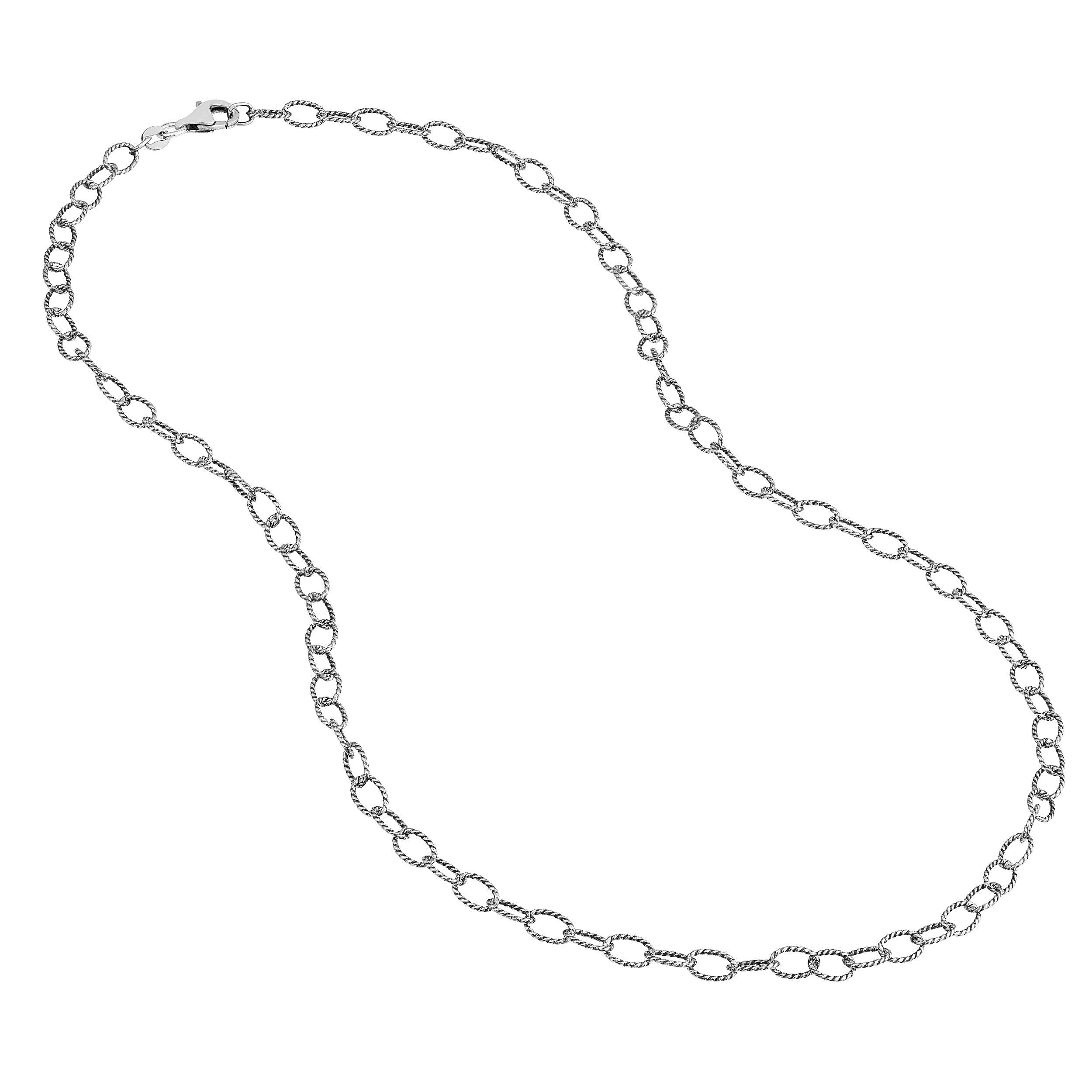 Sterling Silver 4.85mm Oxidized Twisted Oval Link PSL