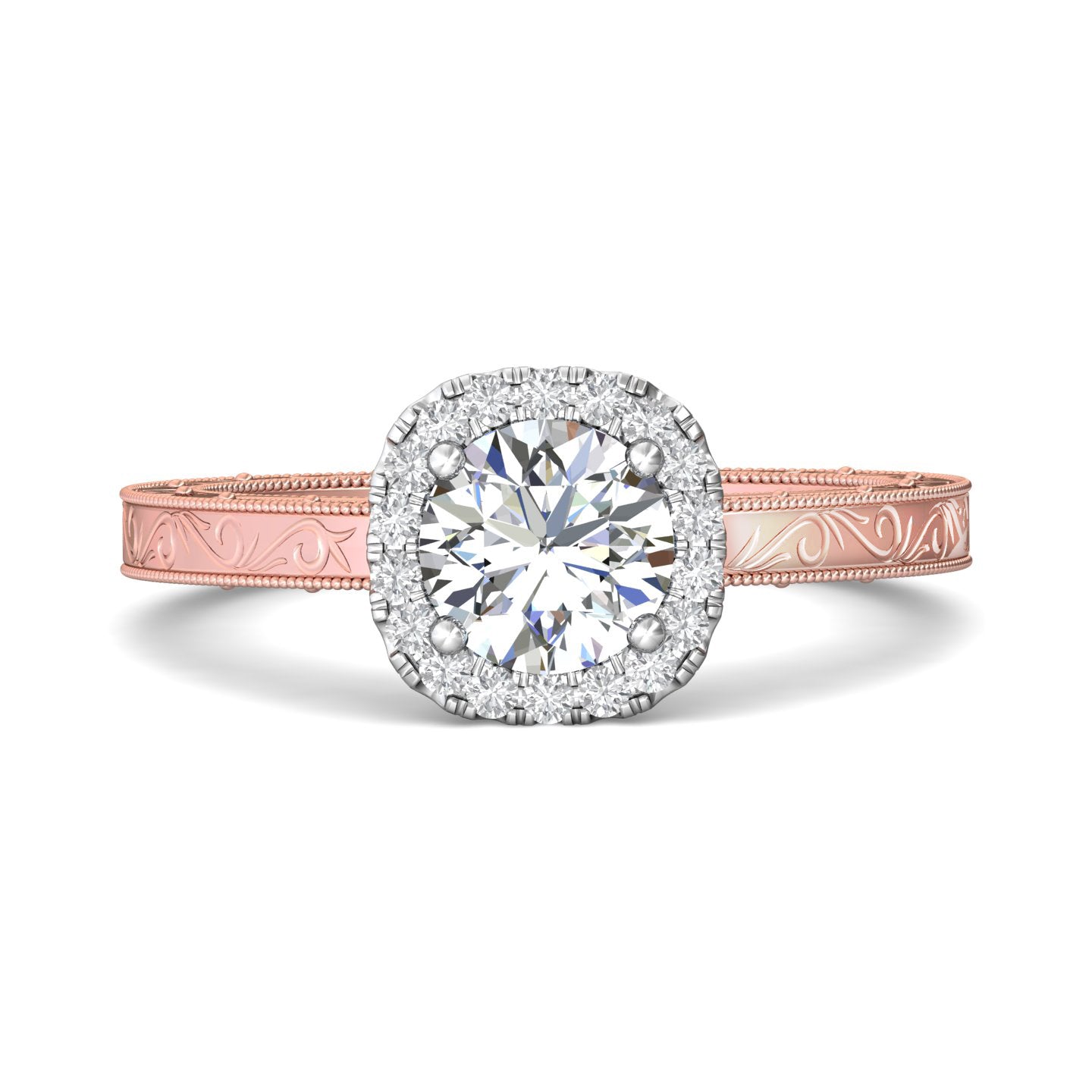 14K Gold Pink/White Vintage Engagement Ring from the Vintage collection - VS03-AENG_14KPW_CuHRd_6.0_Prm_H-I_SI1
