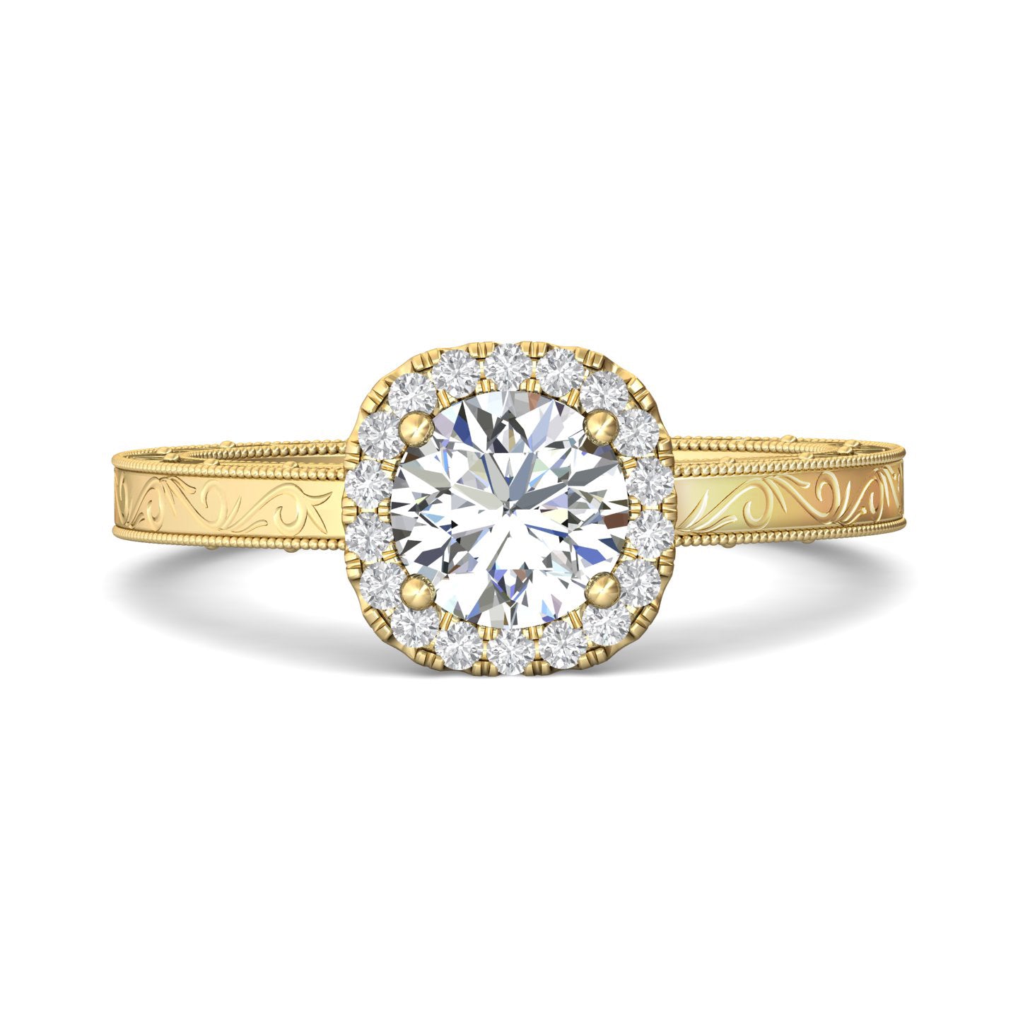 14K Gold Yellow Vintage Engagement Ring from the Vintage collection - VS03-AENG_14KY_CuHRd_6.0_Prm_H-I_SI1