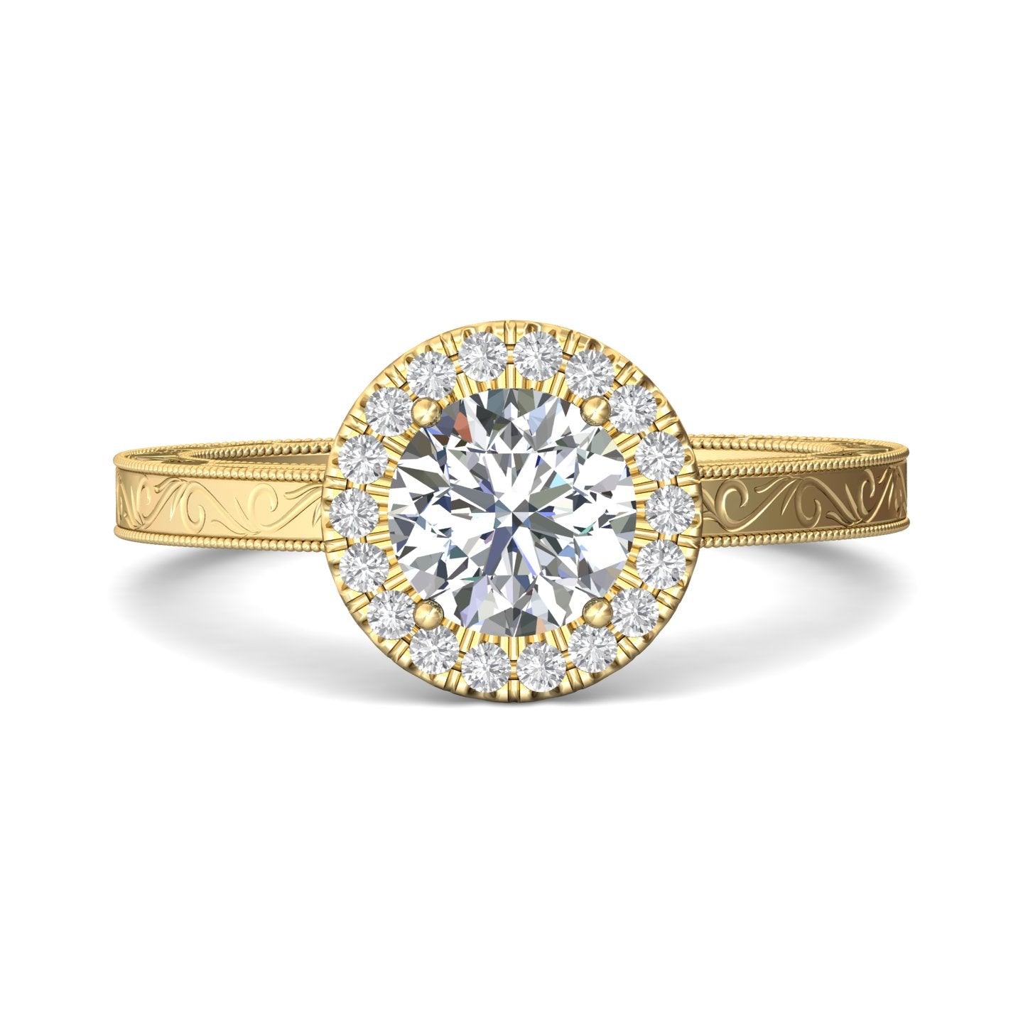 14K Gold Yellow Vintage Engagement Ring from the Vintage collection - VS03-AENG_14KY_RdH_6.5_Prm_H-I_SI1