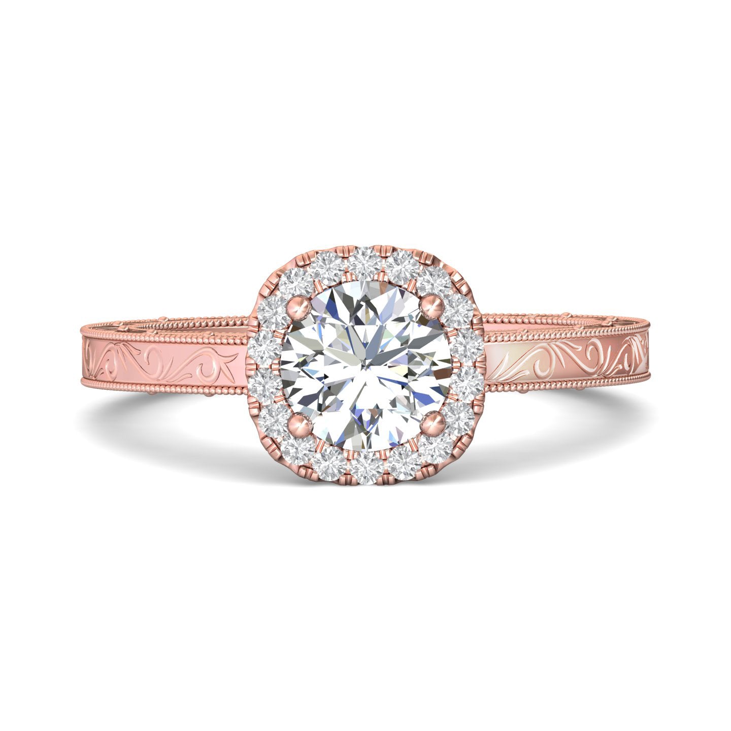 18K Gold Pink Vintage Engagement Ring from the Vintage collection - VS03-AENG_18KP_CuHRd_6.0_Prm_H-I_SI1