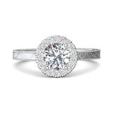 18K Gold White Vintage Engagement Ring from the Vintage collection - VS03-AENG_18KW_RdH_6.5_Prm_H-I_SI1