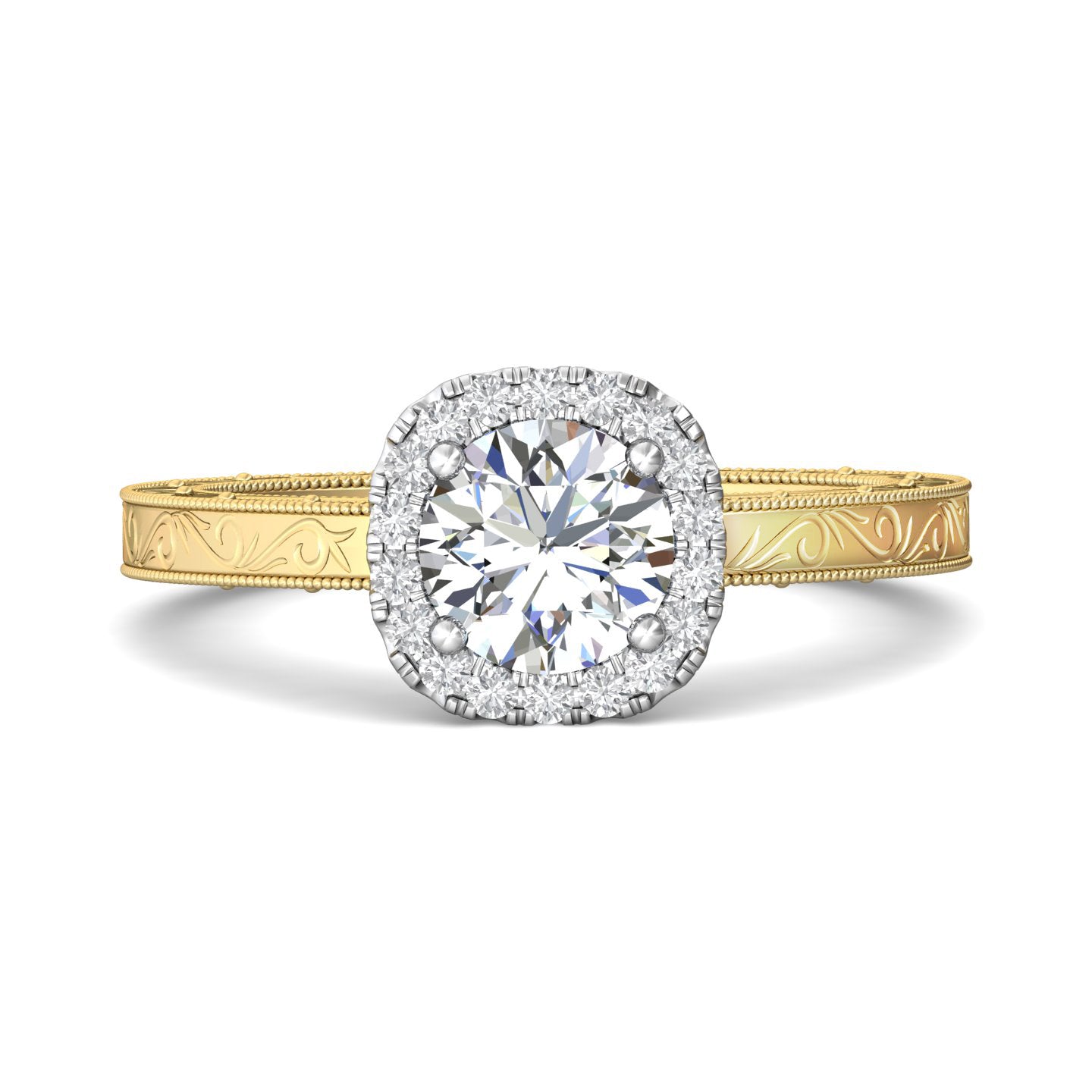 18K Gold White/Yellow Vintage Engagement Ring from the Vintage collection - VS03-AENG_18KWY_CuHRd_6.0_Prm_H-I_SI1
